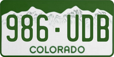 CO license plate 986UDB