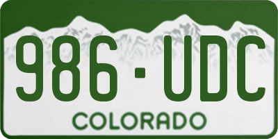 CO license plate 986UDC