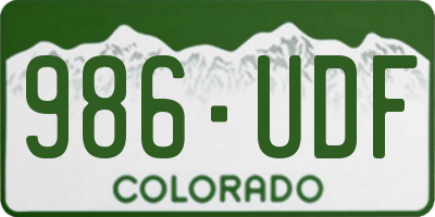CO license plate 986UDF