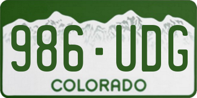 CO license plate 986UDG