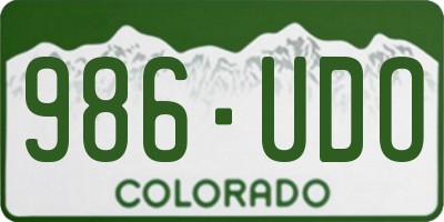 CO license plate 986UDO
