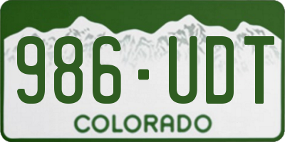 CO license plate 986UDT