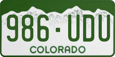 CO license plate 986UDU