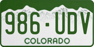 CO license plate 986UDV