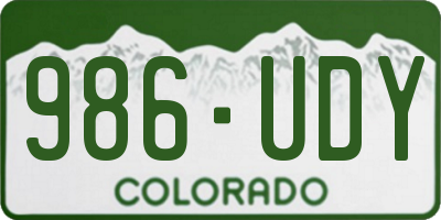 CO license plate 986UDY