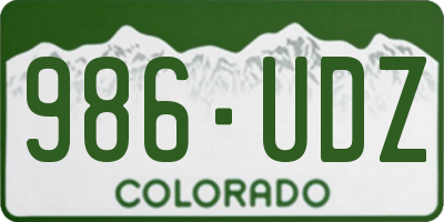 CO license plate 986UDZ