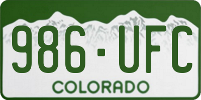CO license plate 986UFC