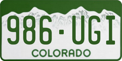 CO license plate 986UGI
