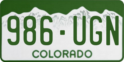 CO license plate 986UGN