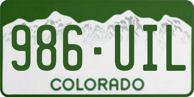 CO license plate 986UIL