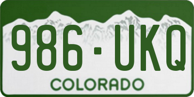 CO license plate 986UKQ