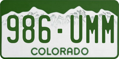 CO license plate 986UMM