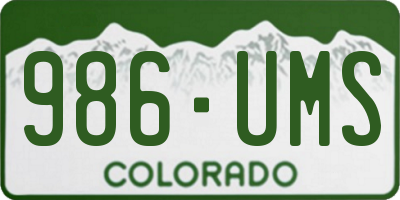 CO license plate 986UMS