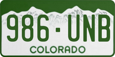 CO license plate 986UNB