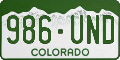 CO license plate 986UND