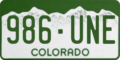 CO license plate 986UNE