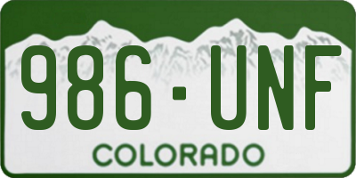CO license plate 986UNF