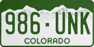 CO license plate 986UNK