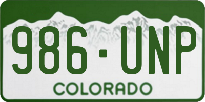 CO license plate 986UNP