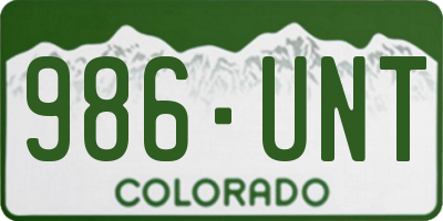 CO license plate 986UNT