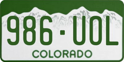 CO license plate 986UOL