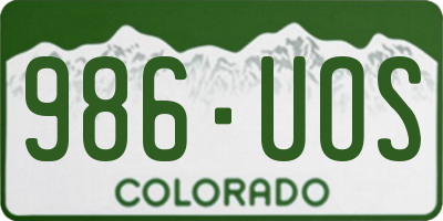 CO license plate 986UOS