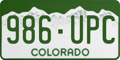 CO license plate 986UPC