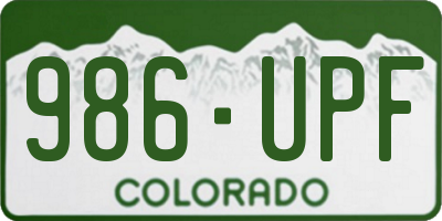 CO license plate 986UPF