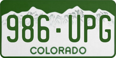 CO license plate 986UPG