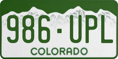 CO license plate 986UPL