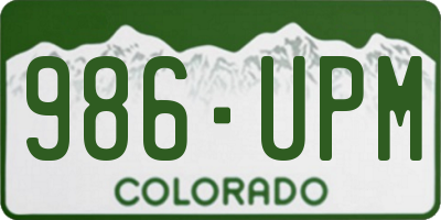 CO license plate 986UPM