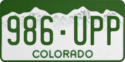 CO license plate 986UPP