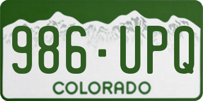 CO license plate 986UPQ