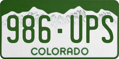 CO license plate 986UPS
