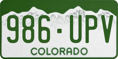 CO license plate 986UPV