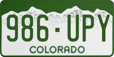 CO license plate 986UPY