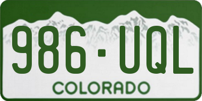 CO license plate 986UQL