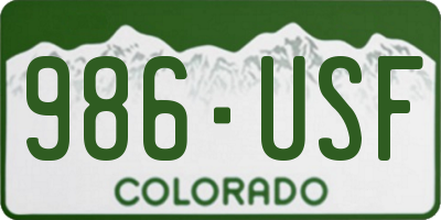 CO license plate 986USF