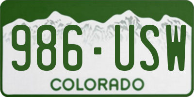 CO license plate 986USW