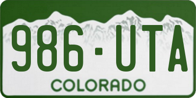 CO license plate 986UTA