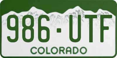 CO license plate 986UTF