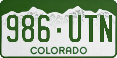 CO license plate 986UTN