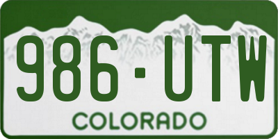 CO license plate 986UTW