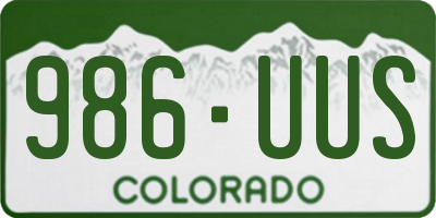 CO license plate 986UUS