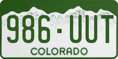 CO license plate 986UUT