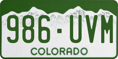 CO license plate 986UVM