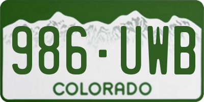 CO license plate 986UWB