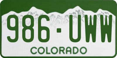 CO license plate 986UWW
