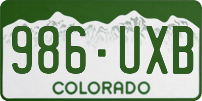 CO license plate 986UXB