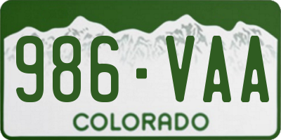 CO license plate 986VAA